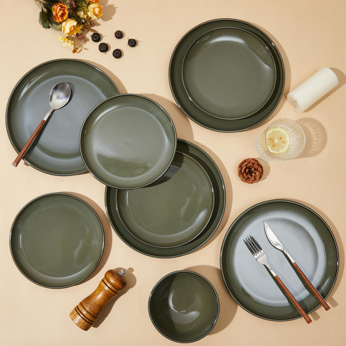 Pokini Santorini Mist plate closeup glaze highlights rustic charm and durability.