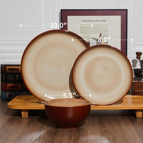 Pokini stoneware dishware set in kitchen: dishwasher and microwave safe.