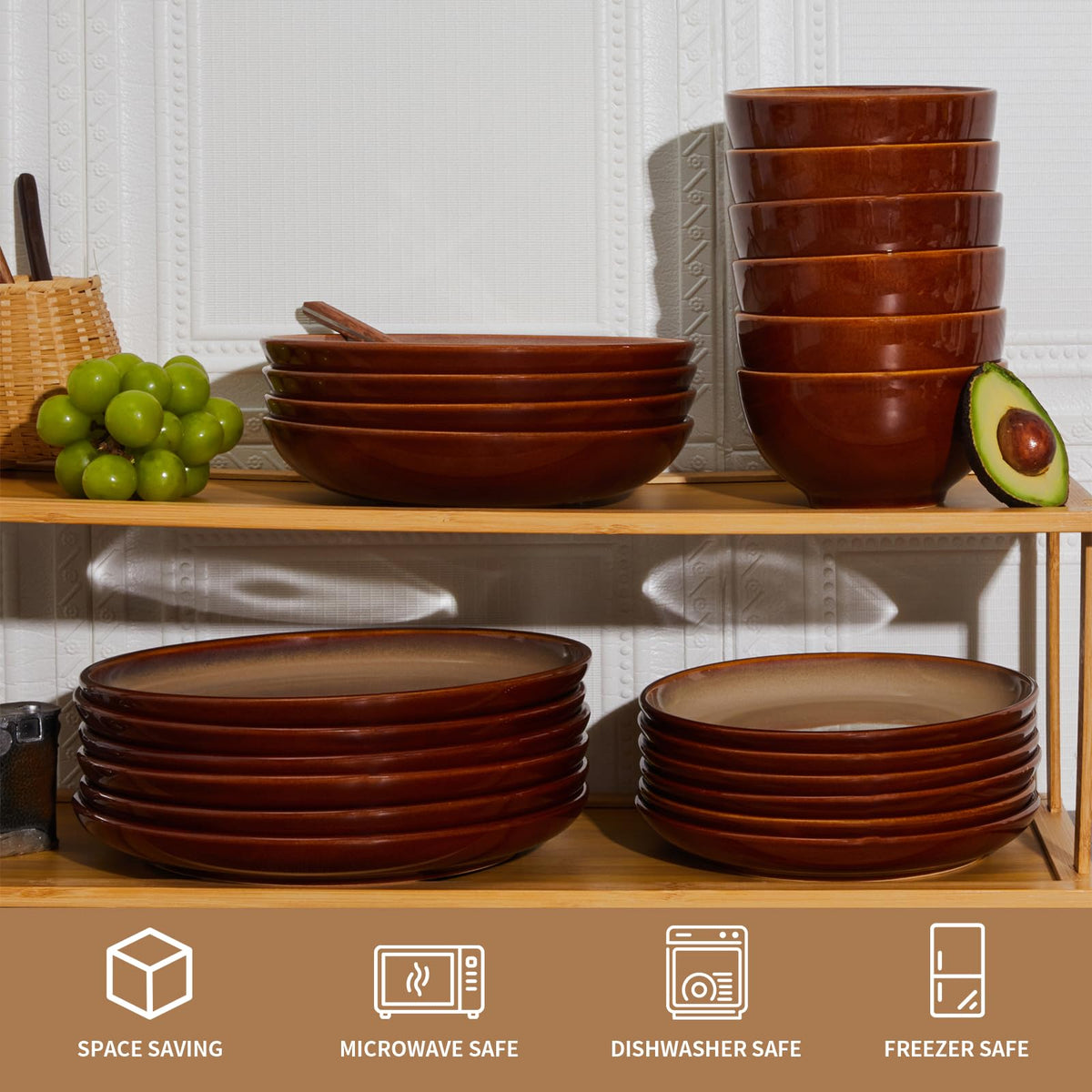 Pokini stoneware stackable dining collection: saves cabinet space during gatherings.