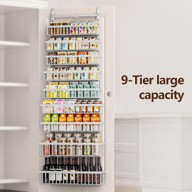 POKIPO 9-tier over-the-door pantry organizer side view behind a closed door