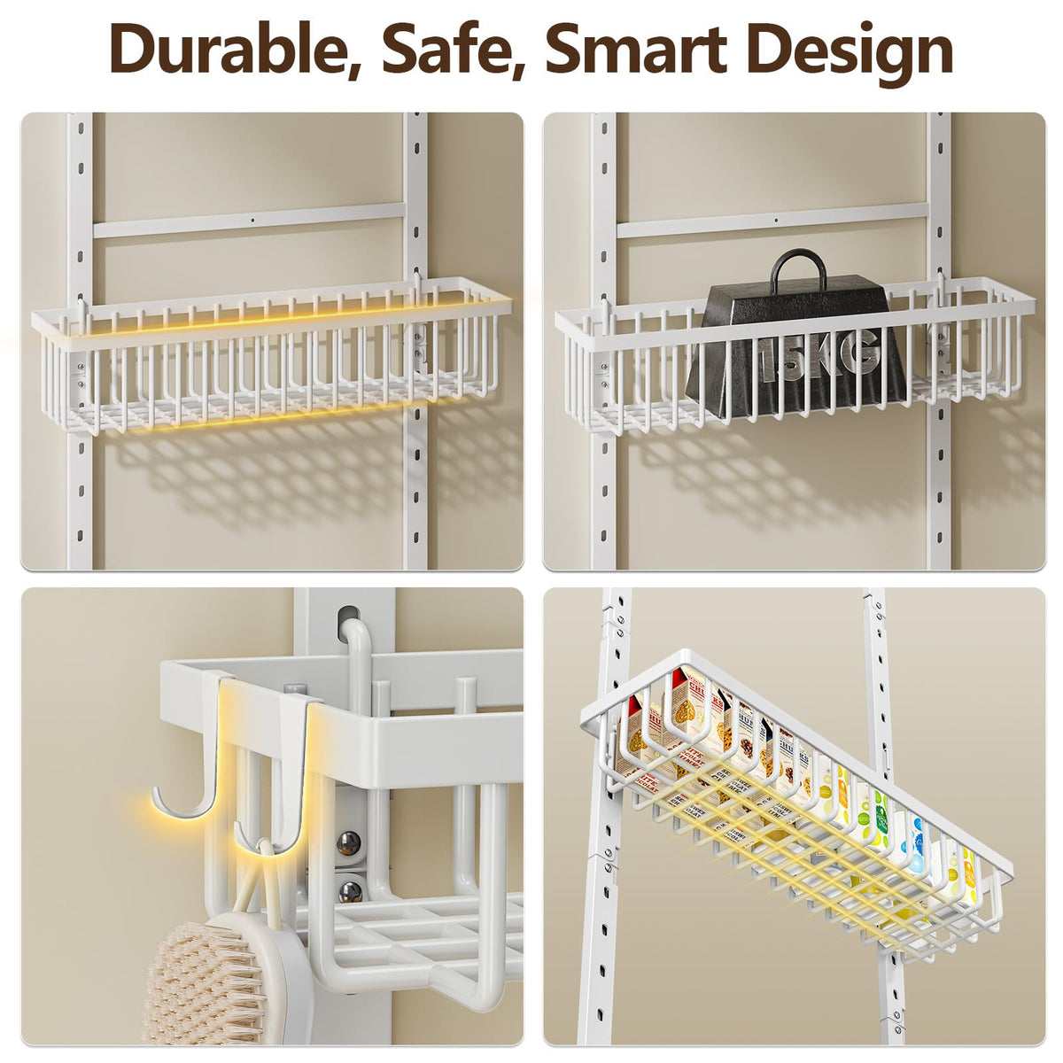 POKIPO adjustable basket height demonstrating flexible spacing for tall items