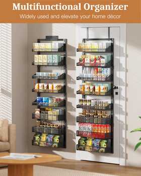 POKIPO adjustable-baskets pantry storage shows versatile shelf heights for loose items.