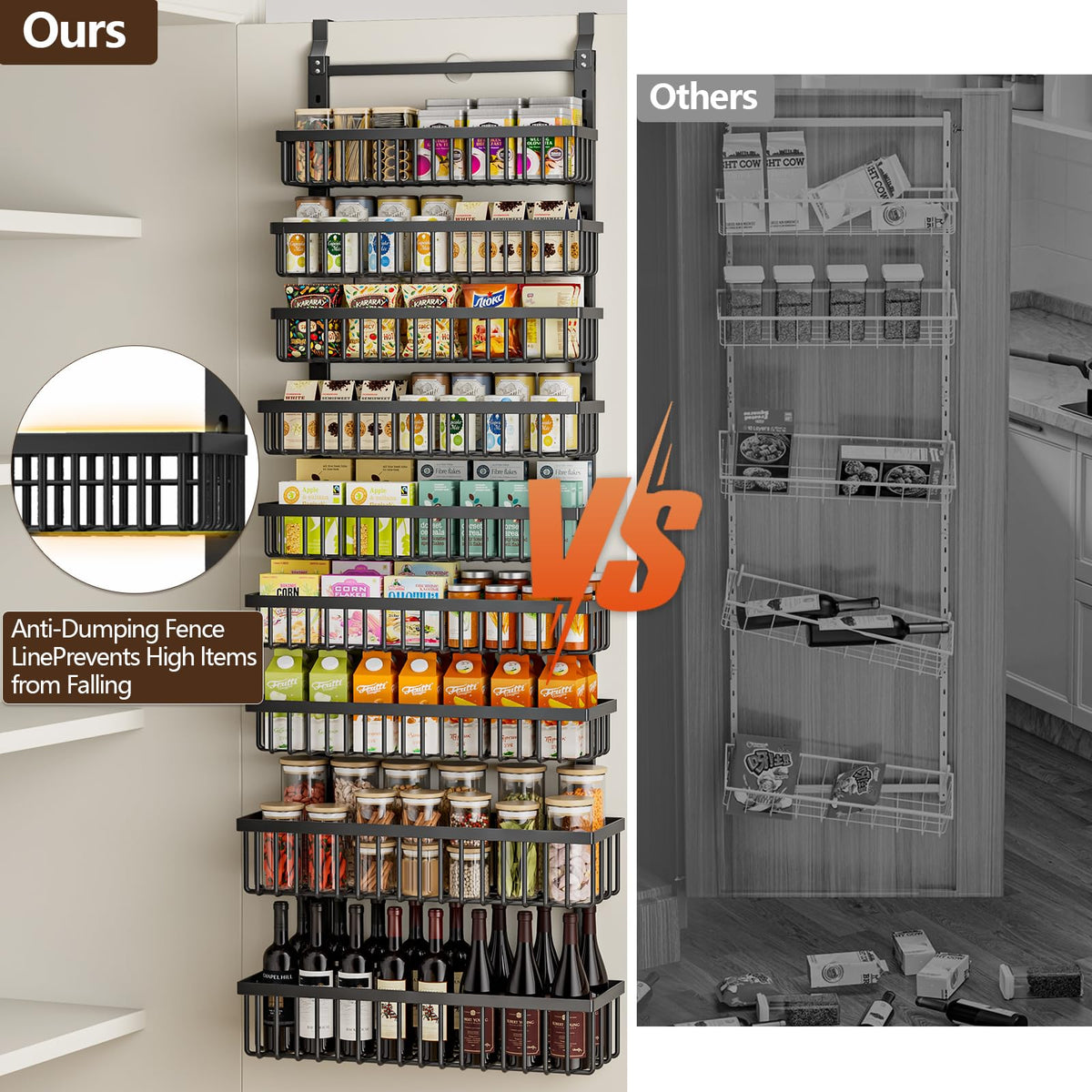 POKIPO adjustable deep baskets provide flexible shelving for tall bottles