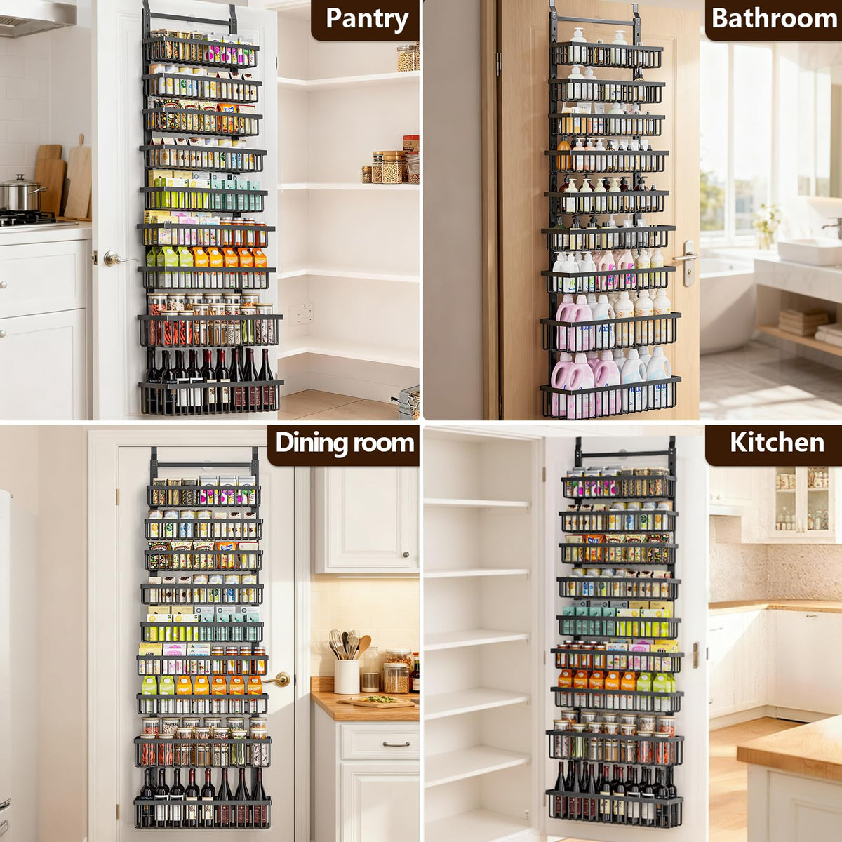 POKIPO door-mount storage keeps items visible and accessible in the kitchen