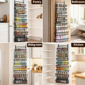 POKIPO door-mount storage keeps items visible and accessible in the kitchen