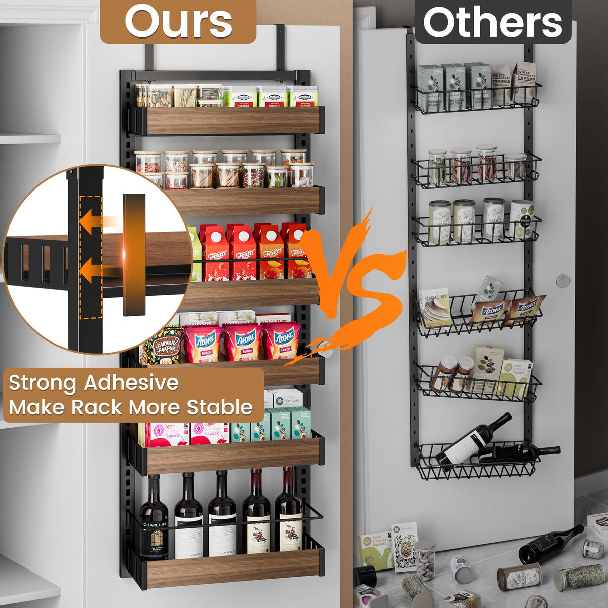 POKIPO heavy-duty metal frame offers lasting pantry storage.