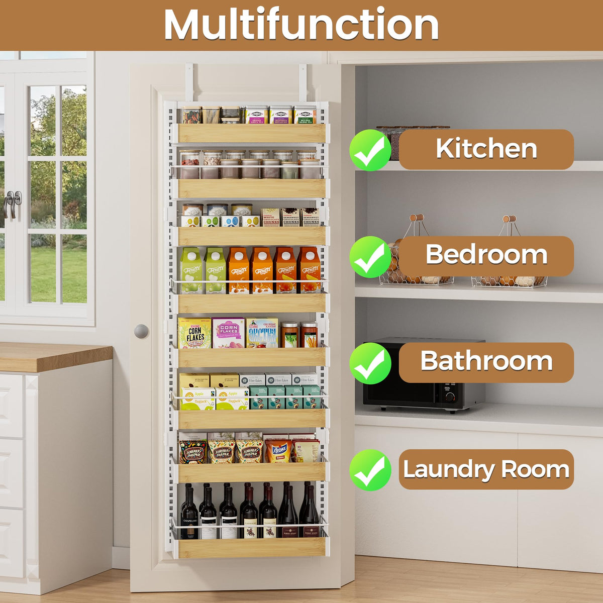 POKIPO pantry organization in use keeps cabinets tidy.
