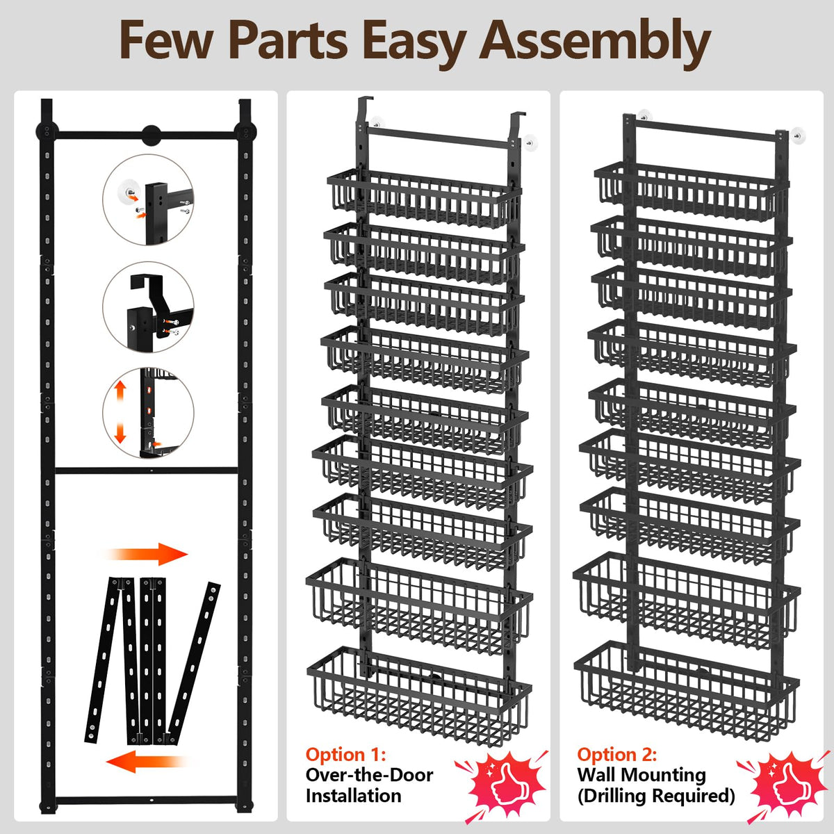 POKIPO wall-mount storage suitable for kitchen, closet, and bathroom uses