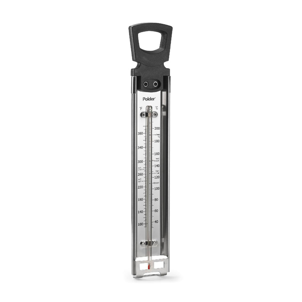Polder Candy Thermometer 12-inch full view for precise candy making and accurate temps.