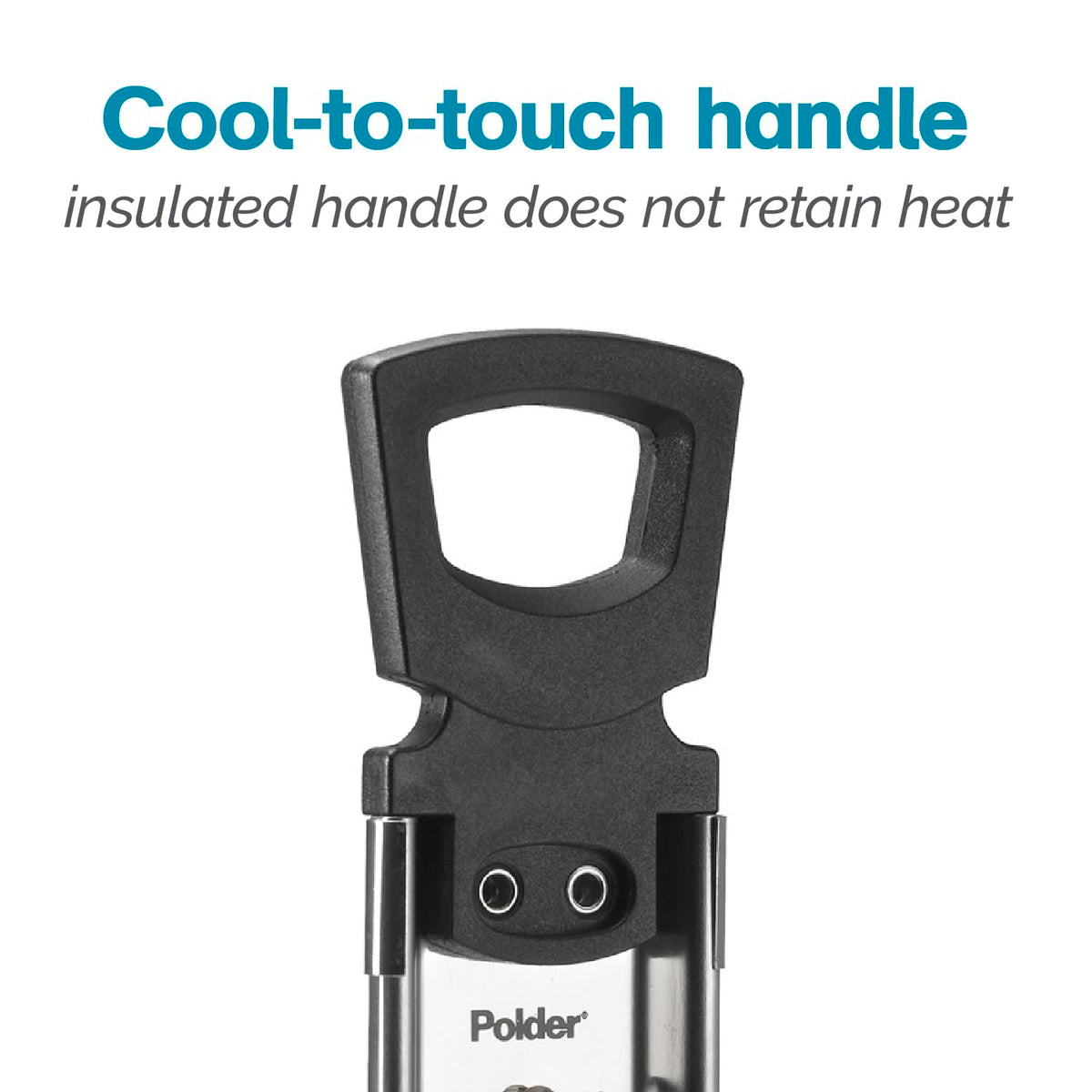 Polder Candy Thermometer insulated handle stays cool during candy work.