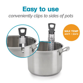 Polder Candy Thermometer stainless steel body for durable, rust-resistant performance.