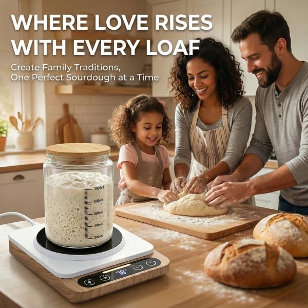 POLIBY Sourdough Warmer Mat fits a 40oz jar for flexible starter setups