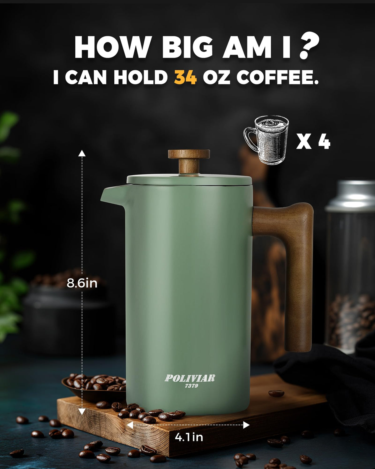 POLIVIAR 18/8 stainless steel core preserves pure coffee flavor.