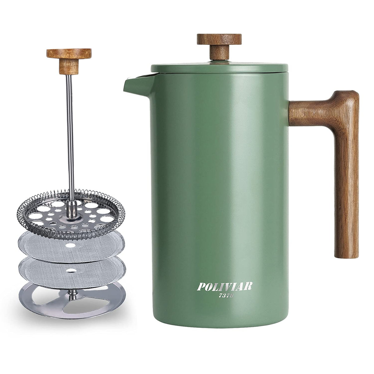 POLIVIAR 34 oz French Press on counter for everyday coffee.
