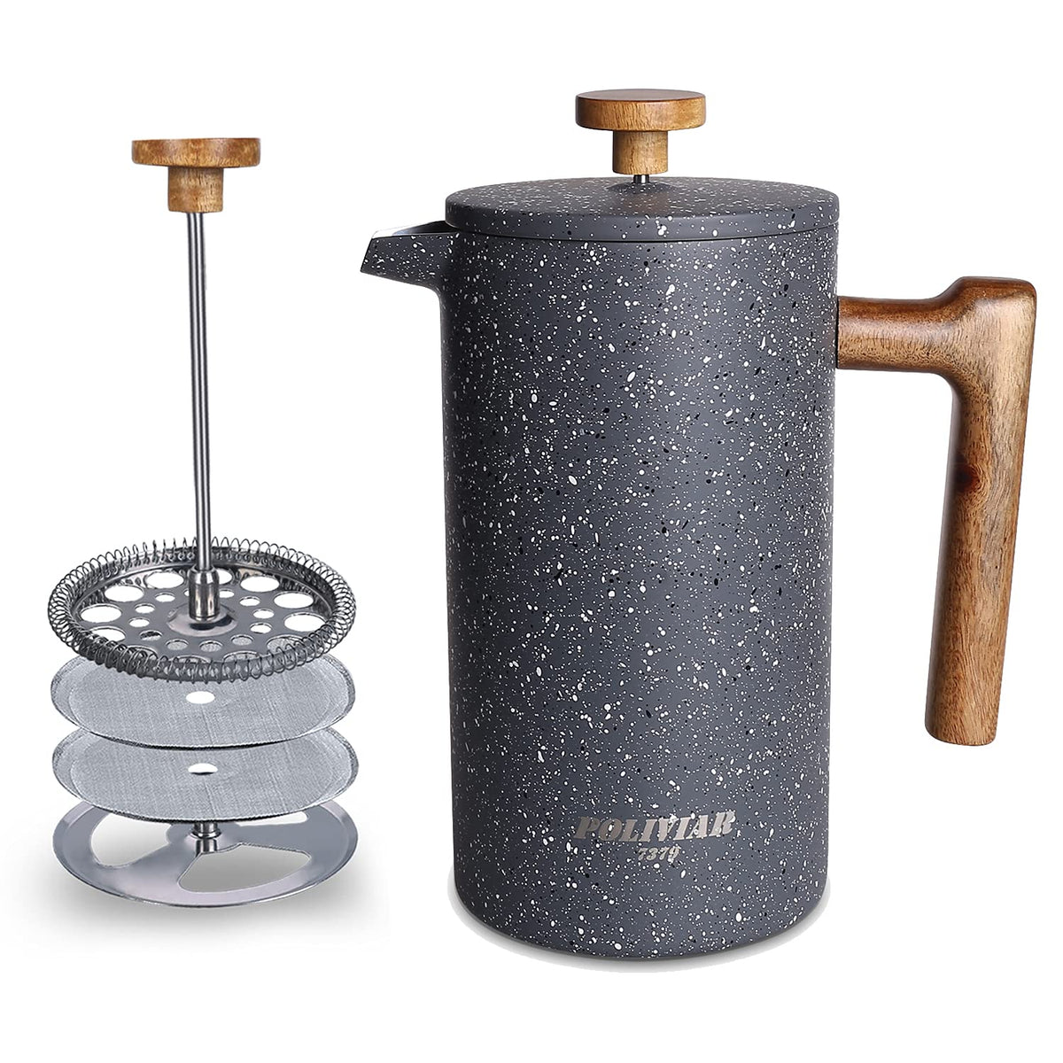 POLIVIAR 7379 French Press lava front view for everyday coffee