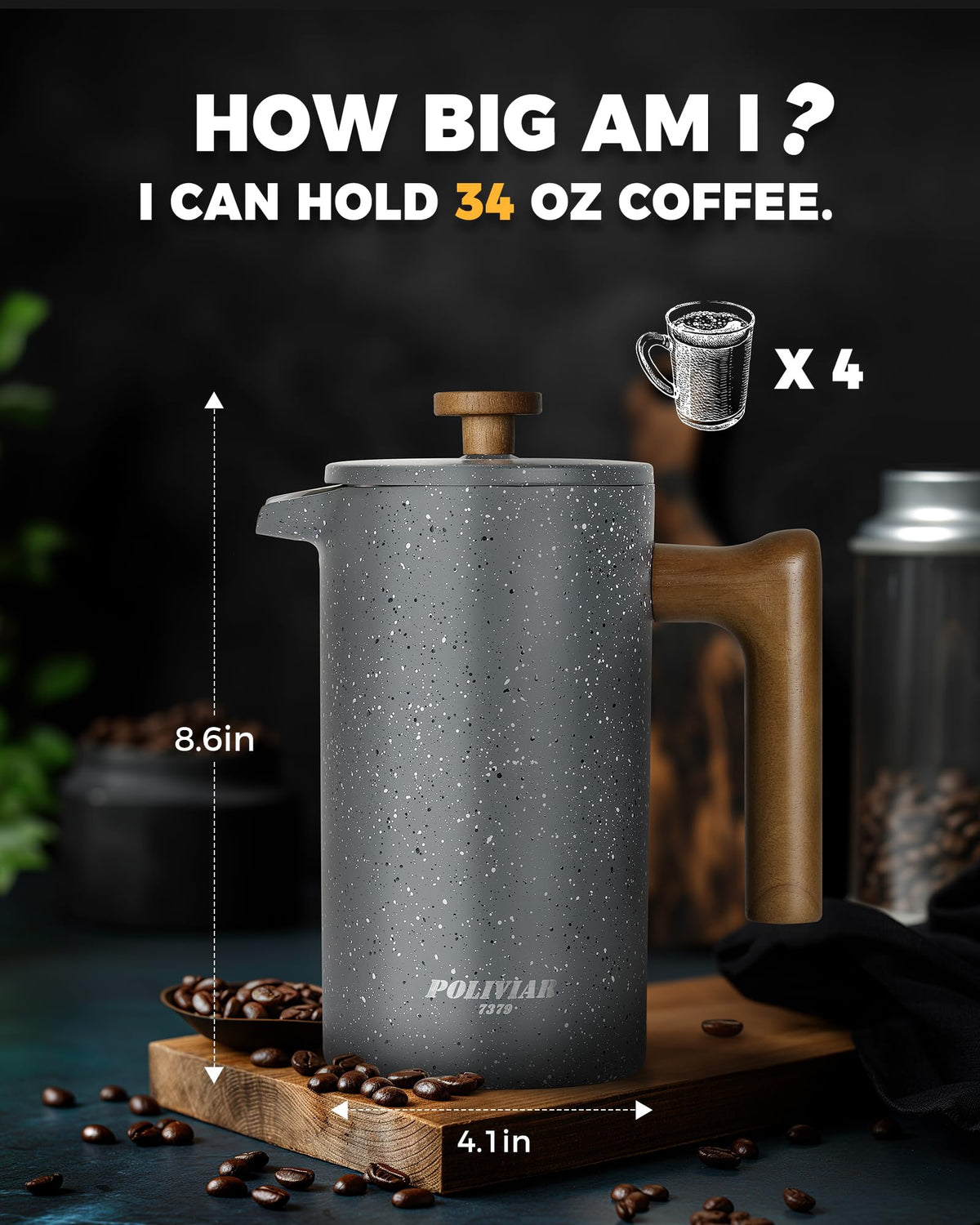 POLIVIAR 7379 tea and coffee ready for infusions with lava press