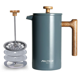 POLIVIAR French Press shows 34 oz capacity for generous brews