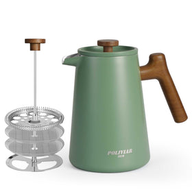 POLIVIAR French Press 34oz with wood handle for shared mornings