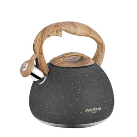 POLIVIAR Tea Kettle overview with natural stone finish on stove