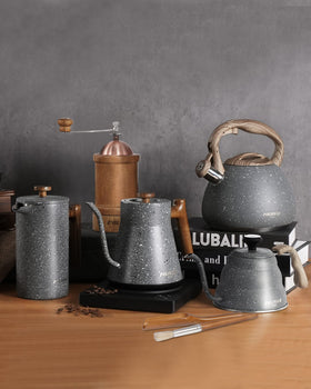 POLIVIAR Tea Kettle wood-pattern handle for comfortable pouring