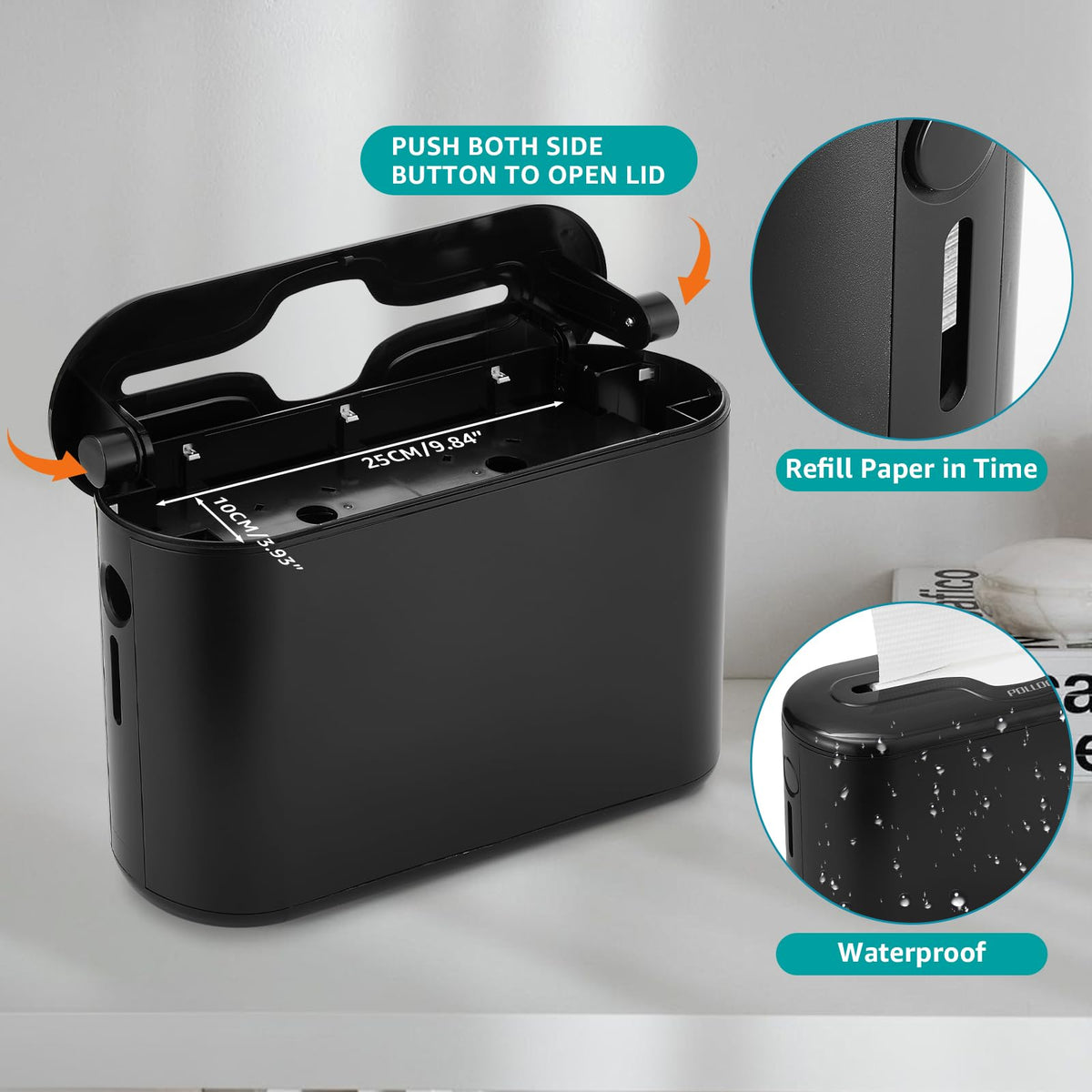 Pollock countertop dispenser demonstrates single-sheet dispensing for hygienic use