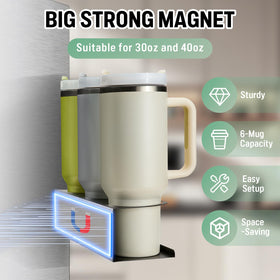POLRAI two-pack cup organizer with three slots mounted on a cabinet.