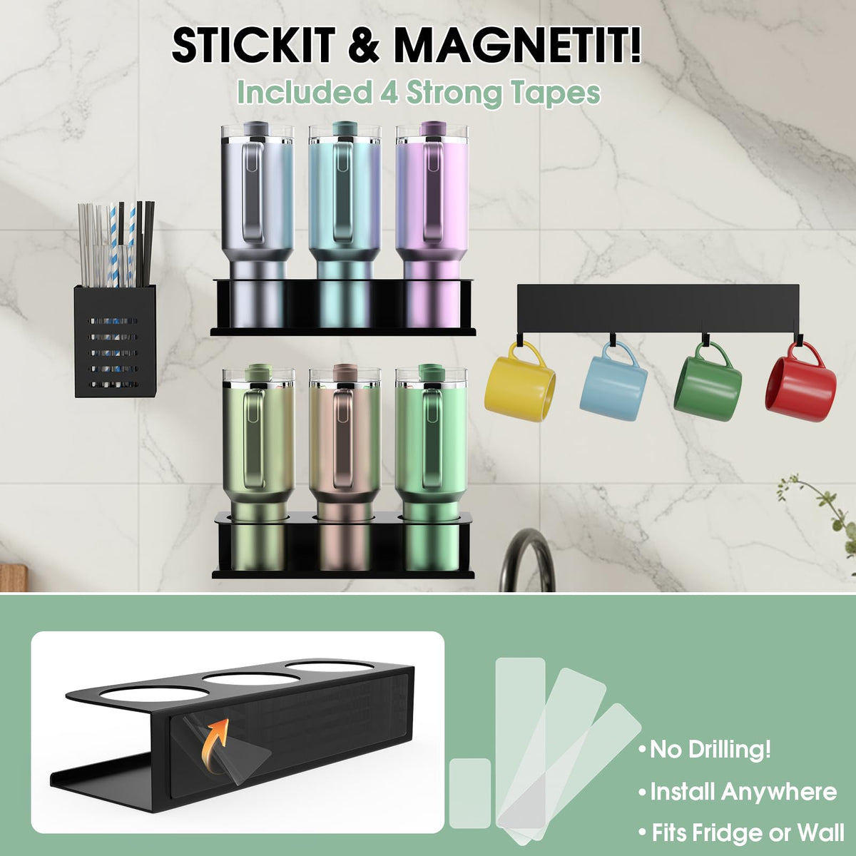 POLRAI lid hook and straw holder keeps drinking accessories organized and reachable