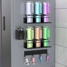 POLRAI magnetic cup holder on fridge securely supports Stanley cups for quick access