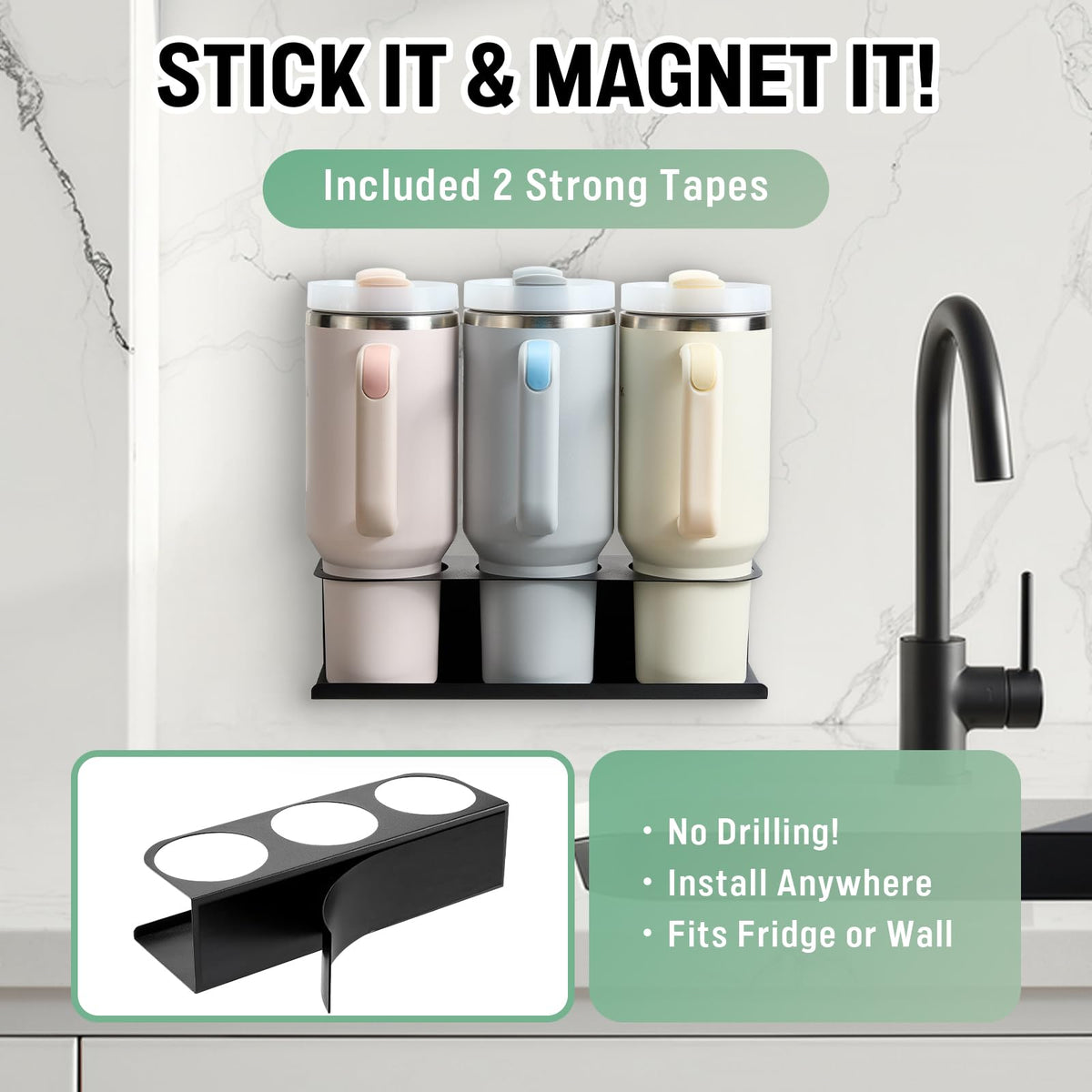 POLRAI space-saving design reduces counter clutter when wall-mounted.