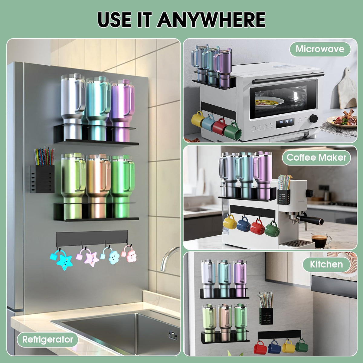 POLRAI wall-mount cup rack frees counter space in small kitchens and offices