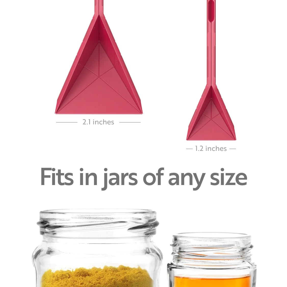 Polygons spoon used with wet and dry ingredients without mess.