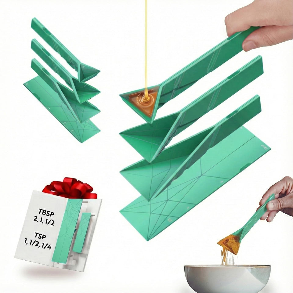 Polygons Original flat folding spoon folded for space-saving storage.