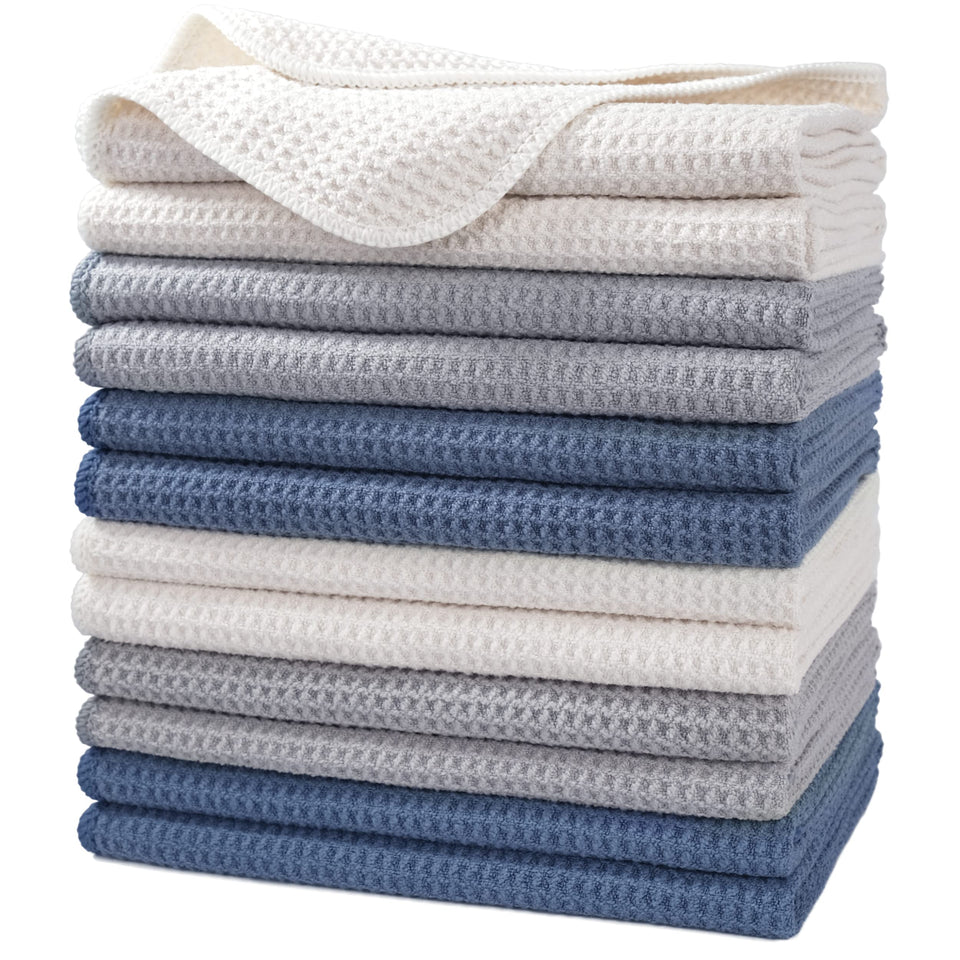 POLYTE waffle-weave towel folded for quick cleanup