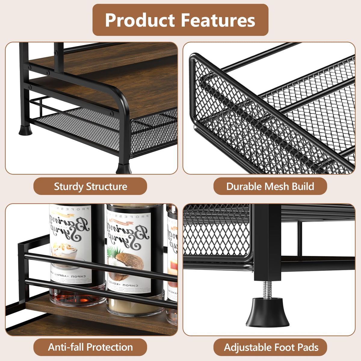 PONEYA coffee-k-cup-drawer pull-out storage keeps capsules within reach.