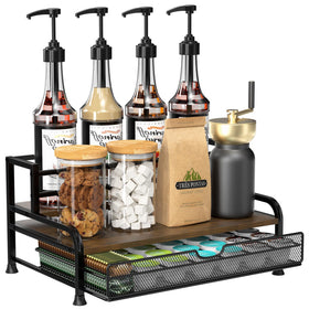 PONEYA coffee syrup rack 3-tier holds 8 bottles for organized drink station.