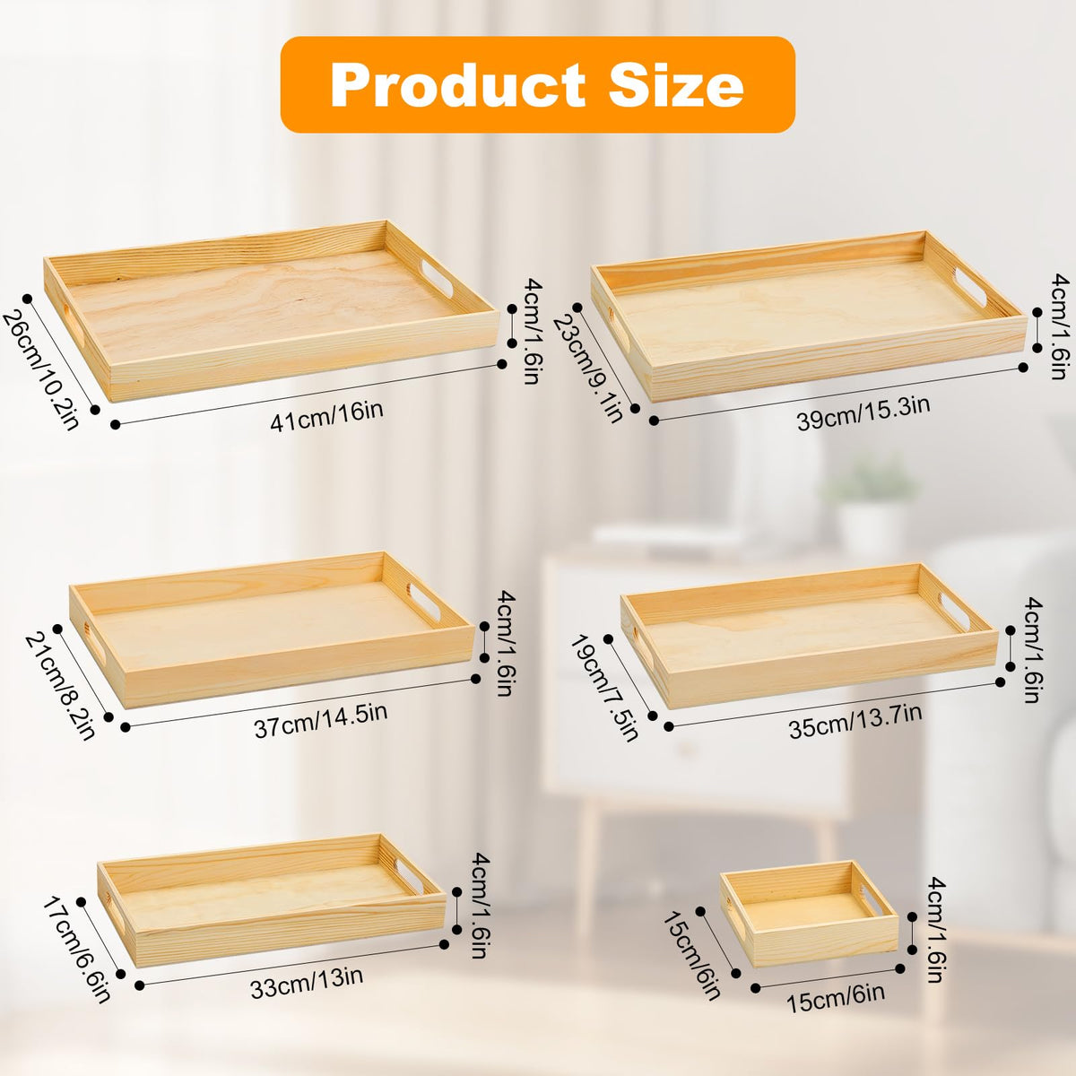 PONGJA wooden serving tray with large handles for easy grip and transport.