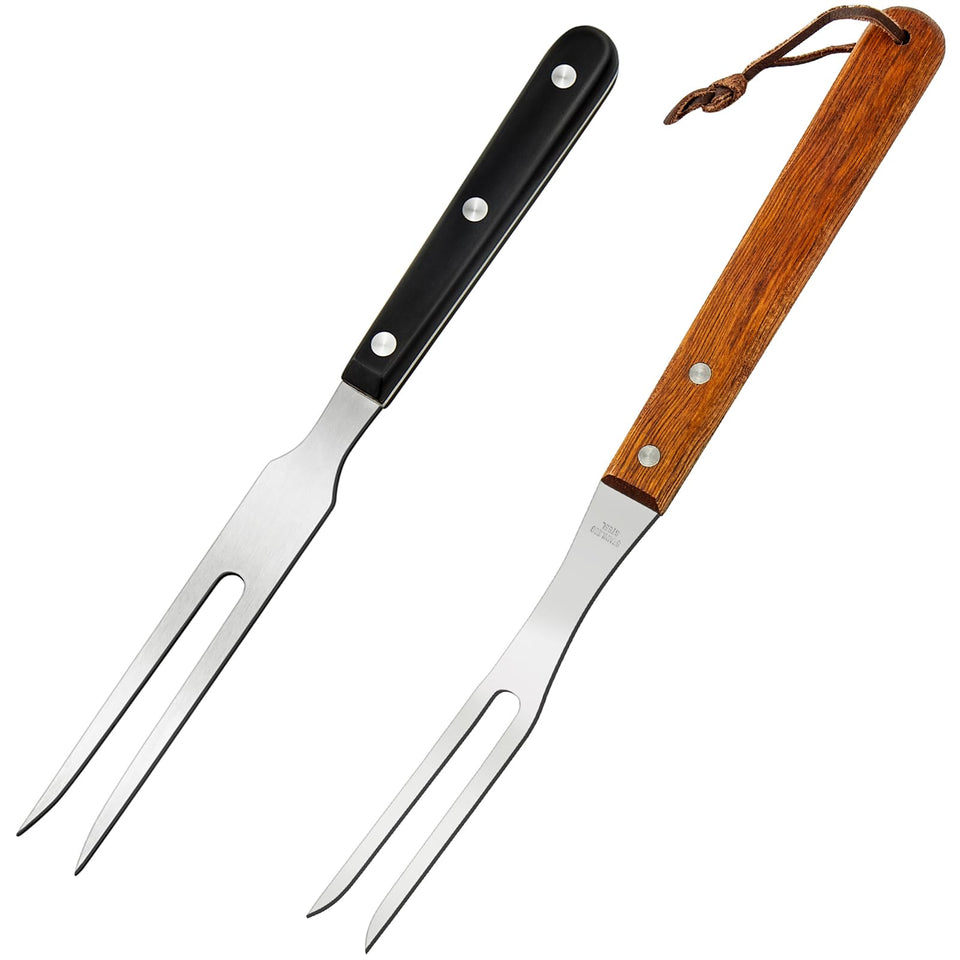 Ponpon meat fork stainless steel closeup highlighting durability for carving