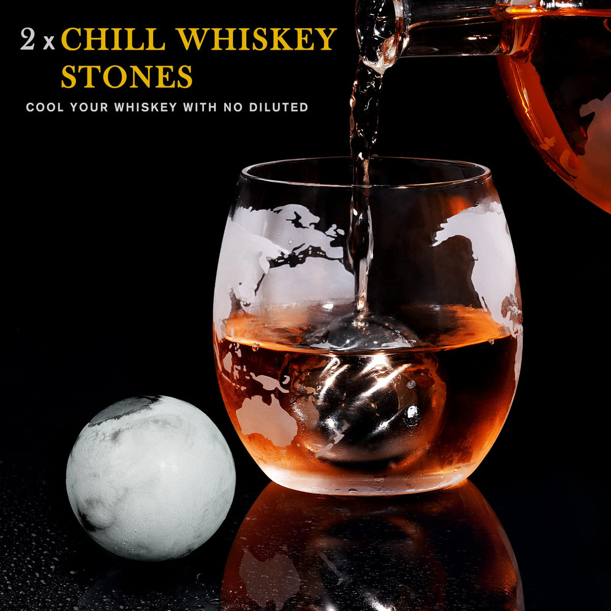 PONPUR reusable chill stones prevent dilution while cooling whiskey.