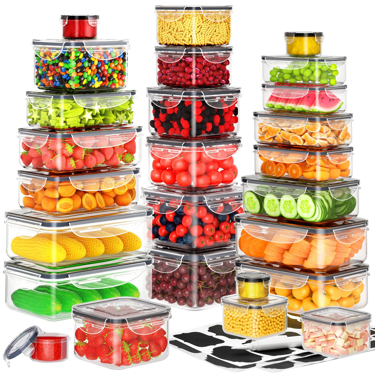 Pony Crossing the River 52pcs rectangular containers collection for organized meal prep.