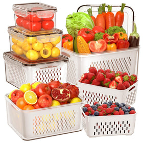 Pony Crossing the River large fridge fruit container with removable colander keeps berries fresh longer.