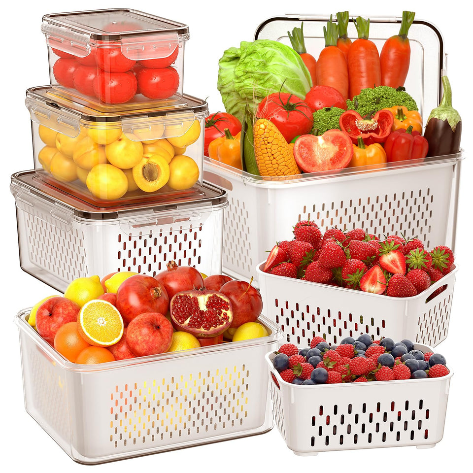 Pony Crossing the River large fridge fruit container with removable colander keeps berries fresh longer.
