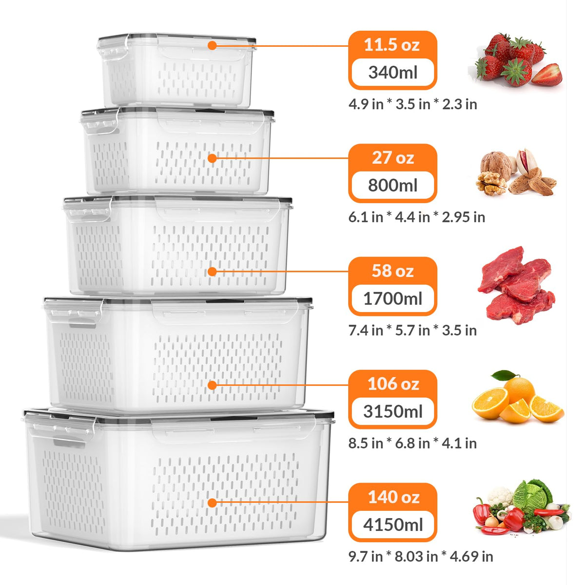 Pony Crossing the River compact 600ml fridge container with lid keeps greens crisp and organized.