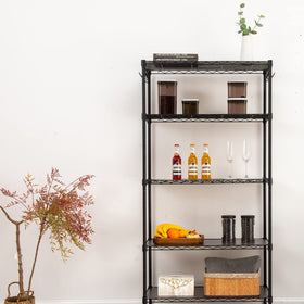 Poofzy dust-protection shelf liner reduces dust on lower shelves