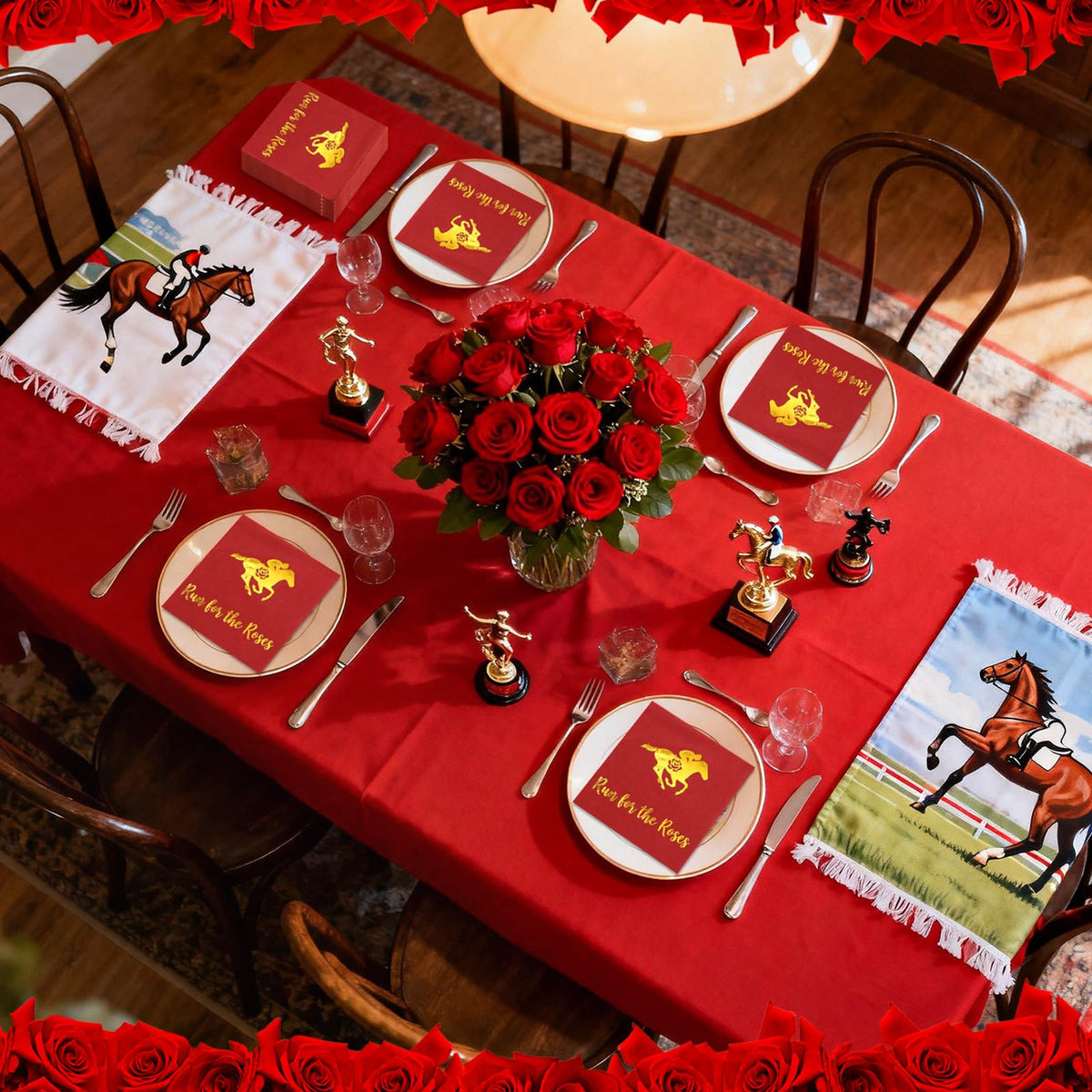 Poola Voidra southern-themed horse racing napkins, perfect for themed events.