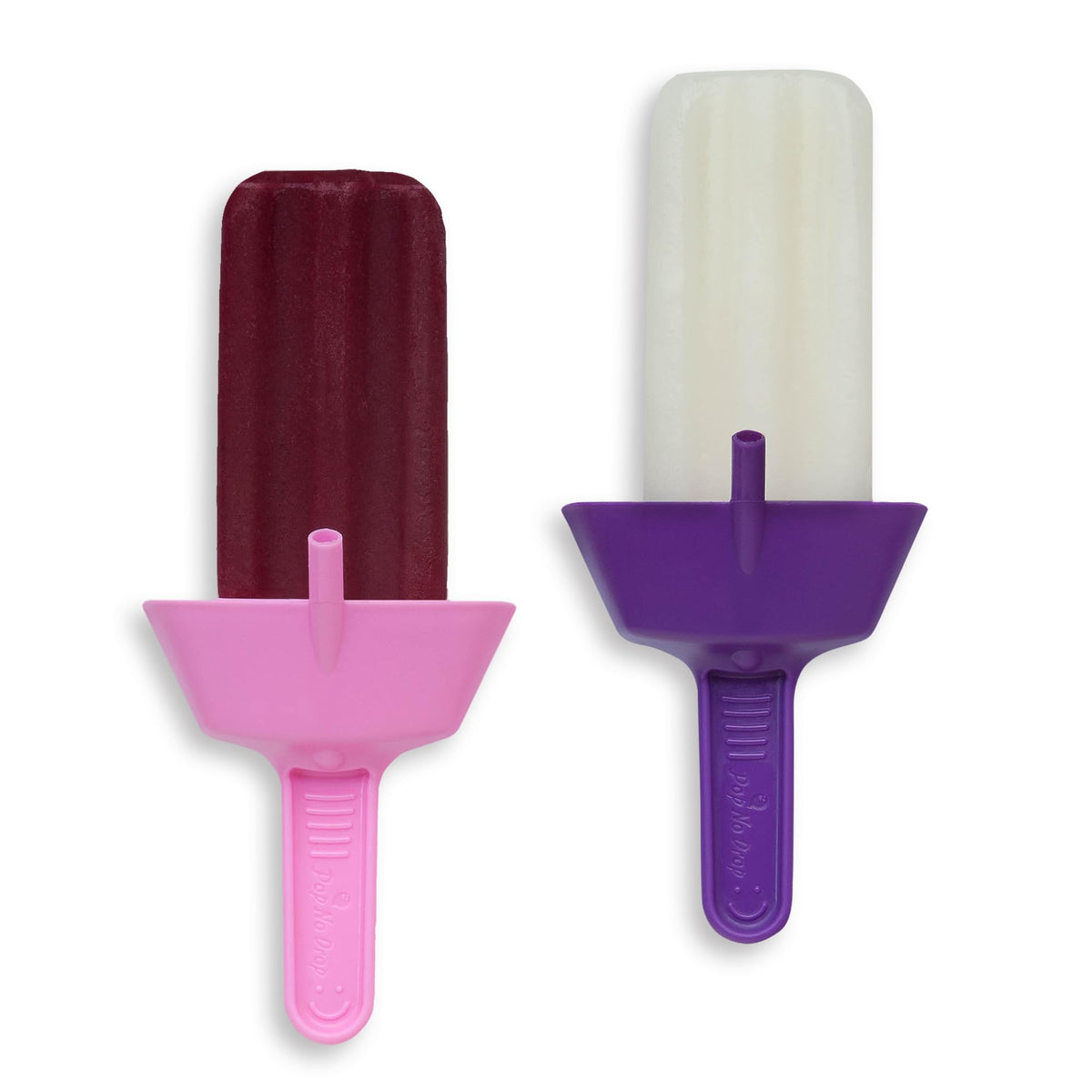 Pop No Drop original popsicle holder in pink keeps hands clean during frozen treats.