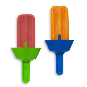 POP NO DROP popsicle holder in blue with built-in straw for mess-free snacking