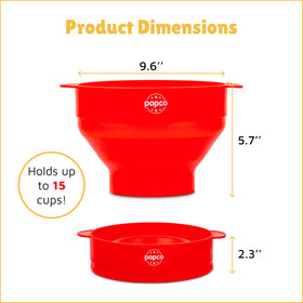 POPCO popcorn bowl with built‑in lid keeps kernels warm during popping.