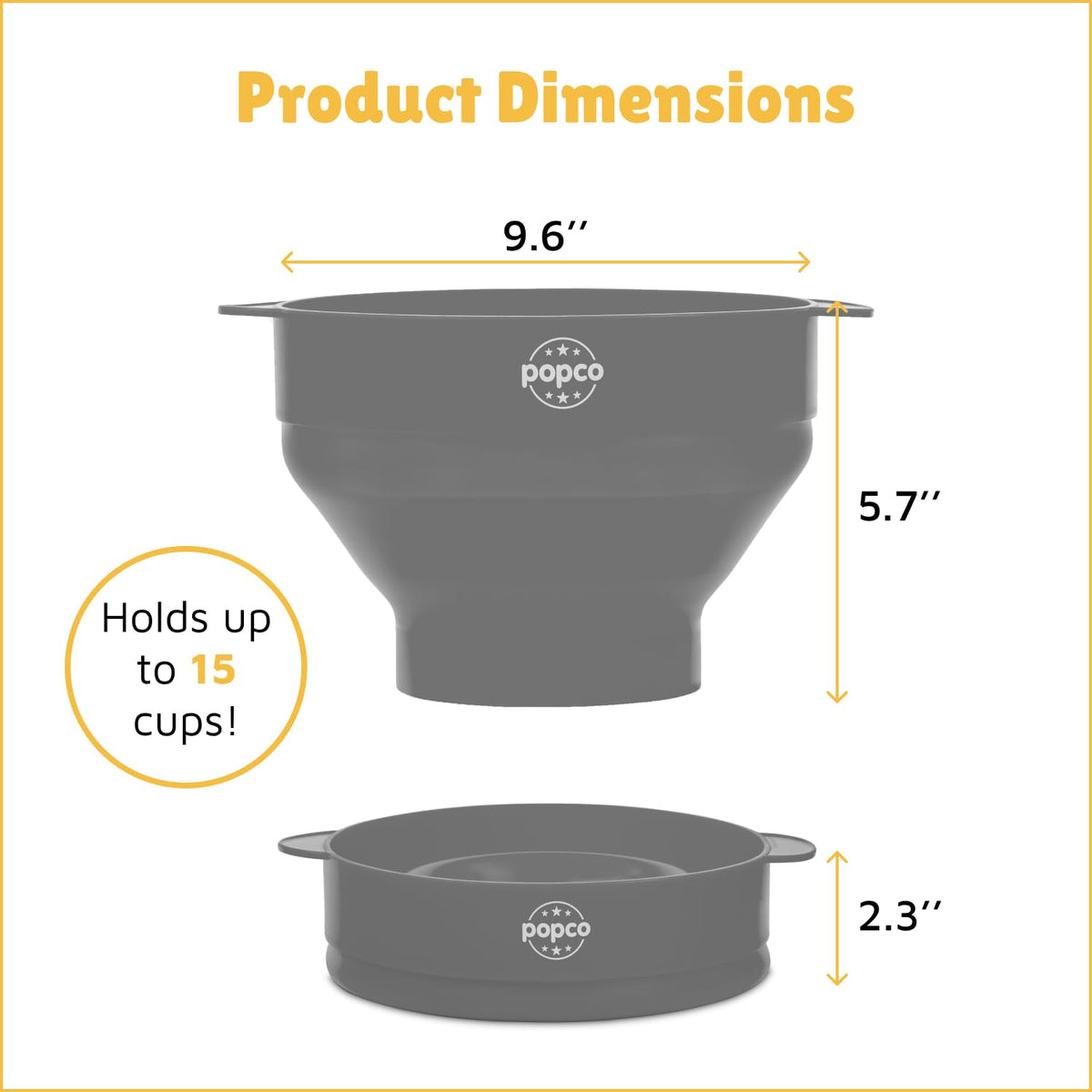 POPCO popcorn popper showing 15-cup capacity for gatherings.