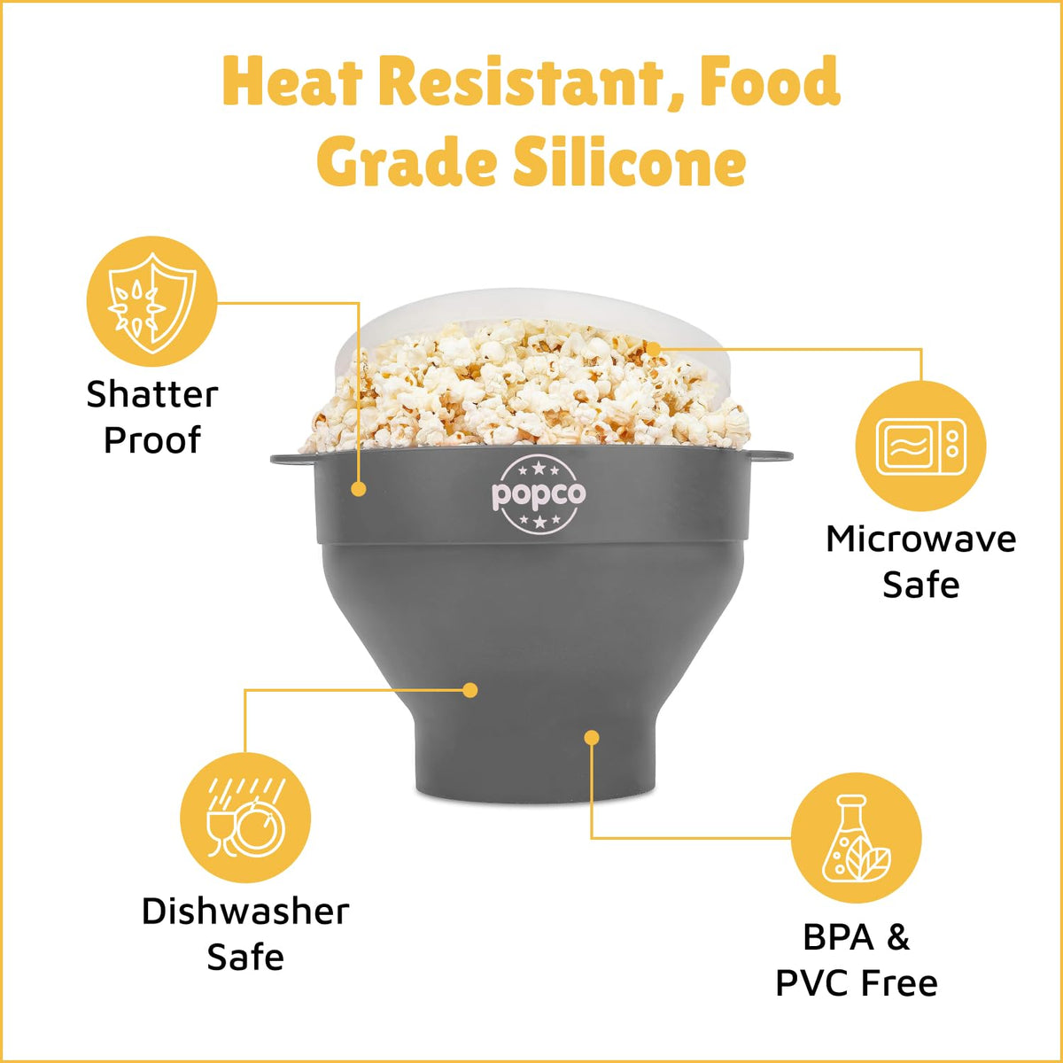 POPCO silicone material highlights heat resistance and safety.