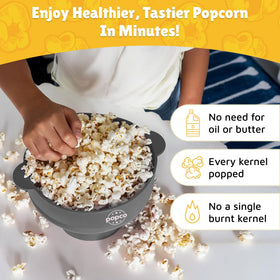 POPCO popper lid and handles close-up, safe handling.